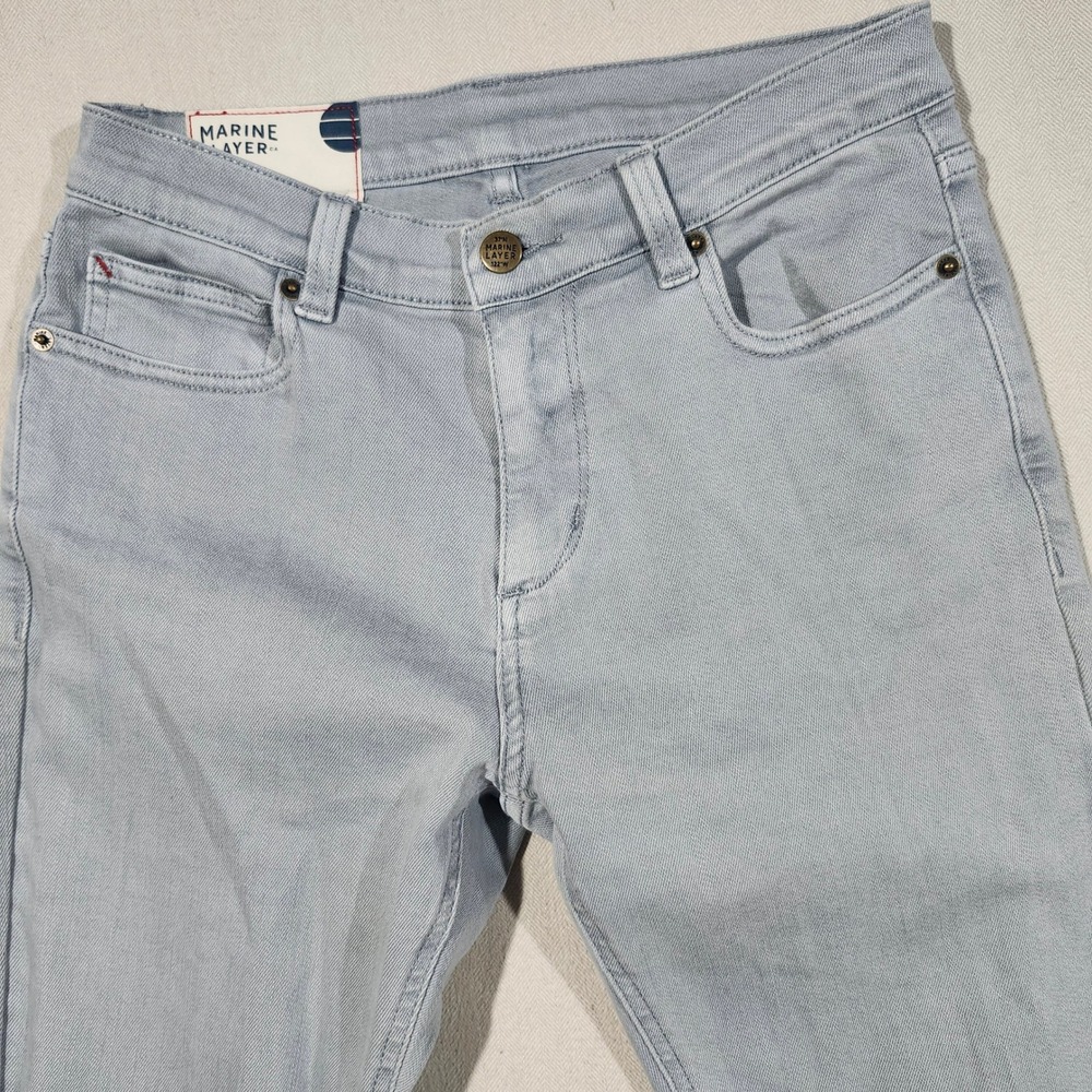 Marine Layer Slim Straight Light Wash Blue Denim Jeans Men 30x30 Coastal Classic